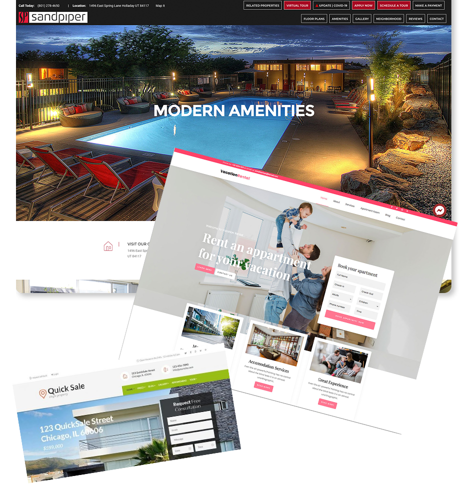 example websites created for 214RENT.COM.